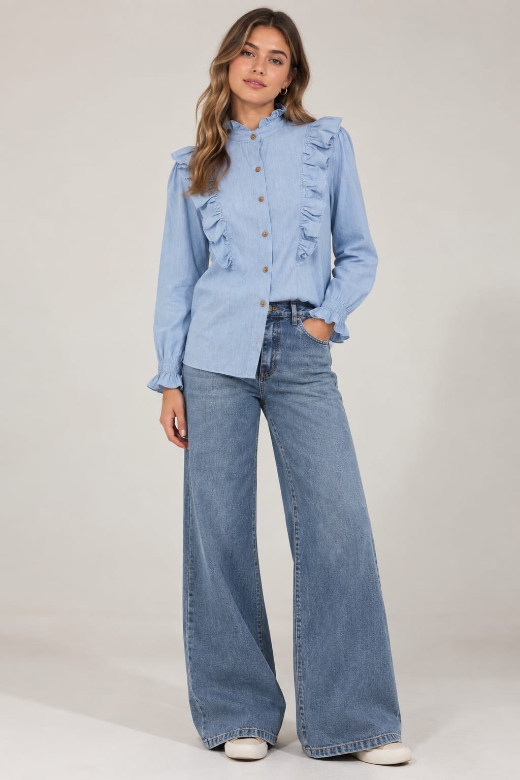 camisa jean volado c.modelo